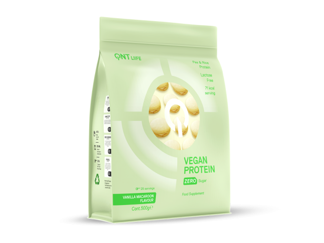 Vegan protein QNT protéines végétales macaron vanille