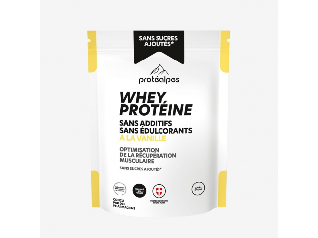 Whey proteine sans sucres ajoutés vanille protéAlpes