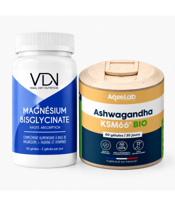 PACK STRESS – Magnésium Bisglycinate VDN + Ashwagandha KSM-66® BIO AqeeLab Nutrition